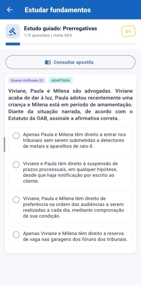 Estudo guiado com apostila e questões de exames reais